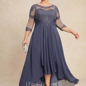 Women’s Stormy Indigo Blue Chiffon Hi Lo Gown 16W